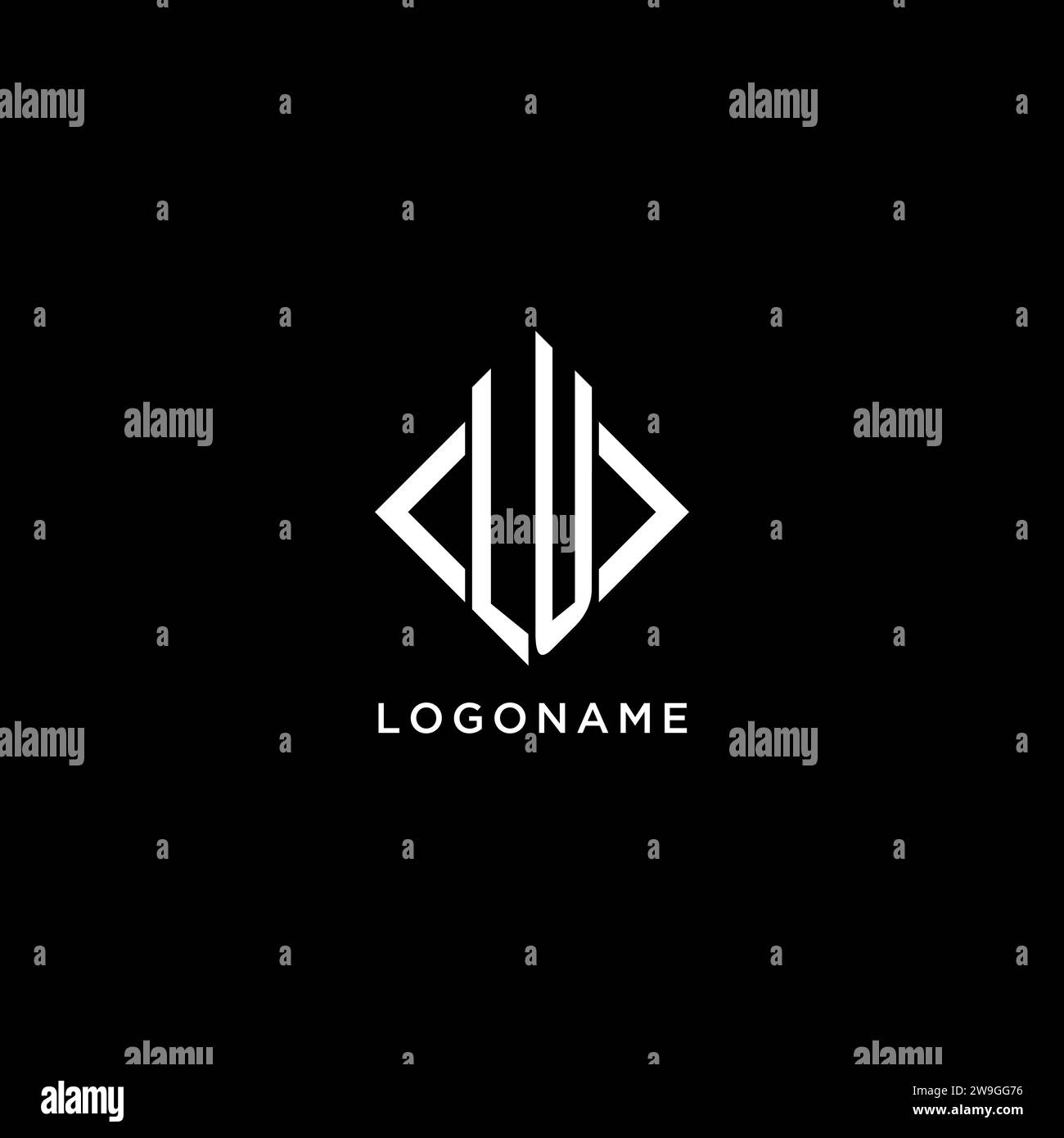 LU initial monogram with rhombus shape logo design ideas Stock Vector