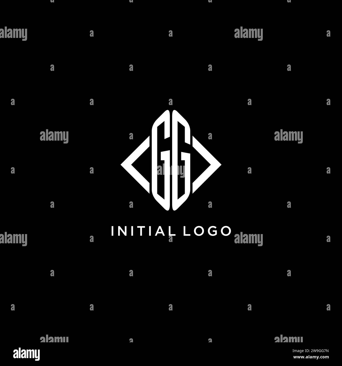 GG initial monogram with rhombus shape logo design ideas Stock Vector