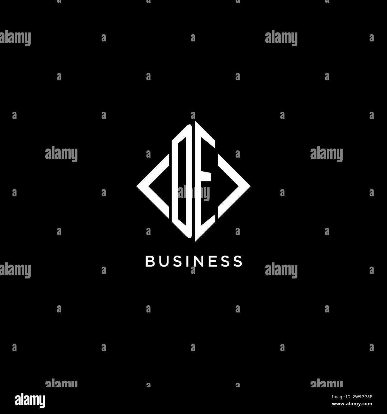 DE initial monogram with rhombus shape logo design ideas Stock Vector