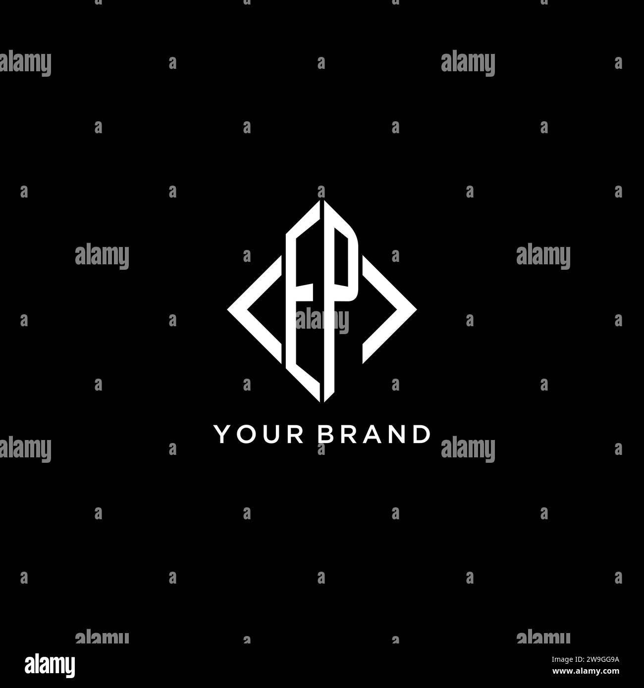 EP initial monogram with rhombus shape logo design ideas Stock Vector