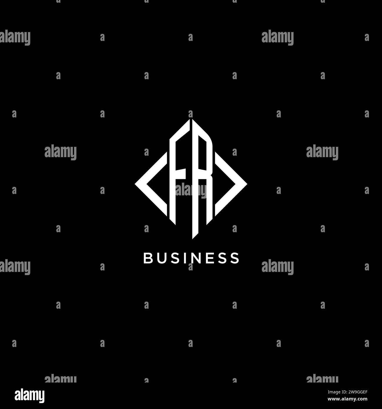 FR initial monogram with rhombus shape logo design ideas Stock Vector