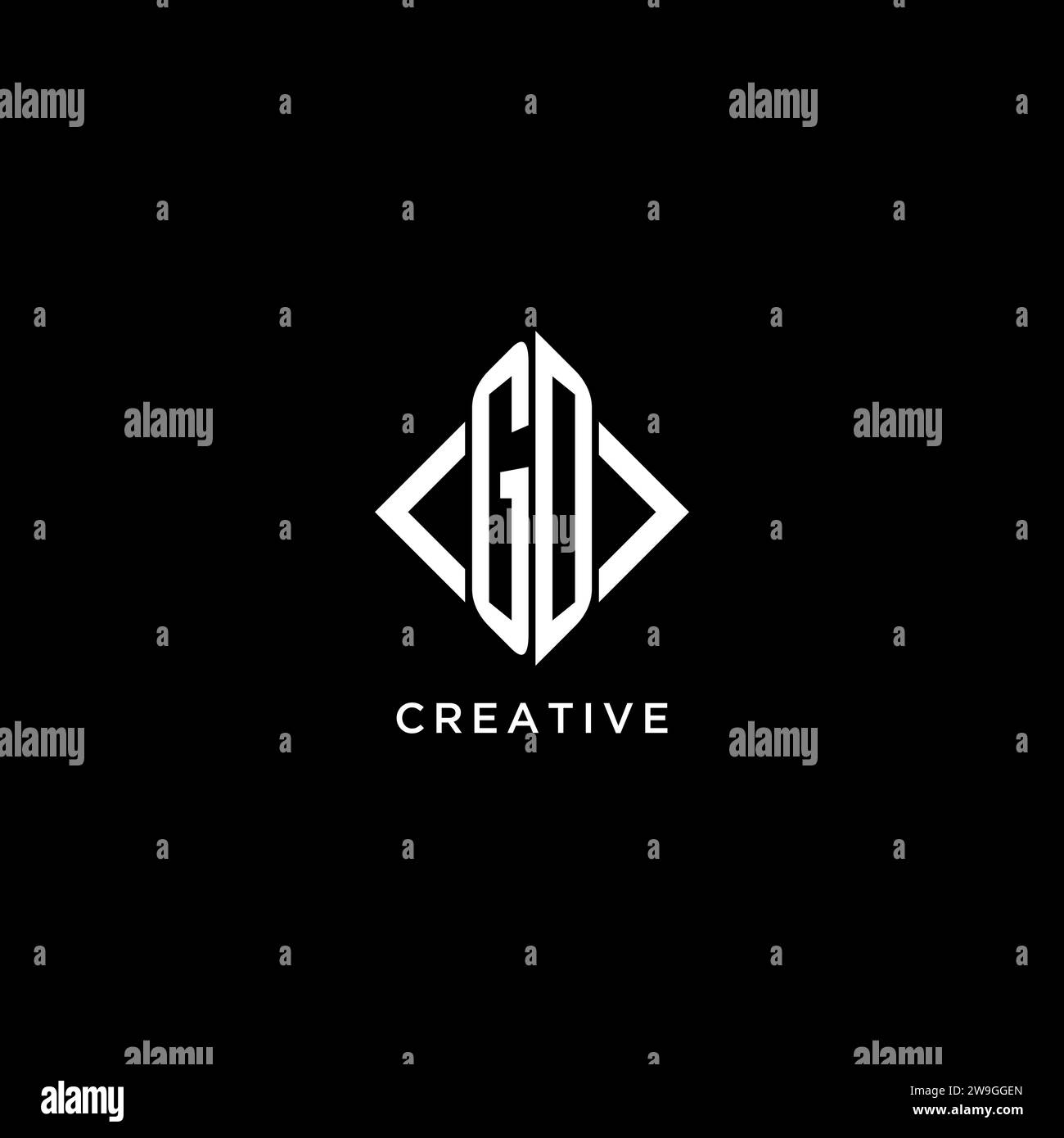 GD initial monogram with rhombus shape logo design ideas Stock Vector