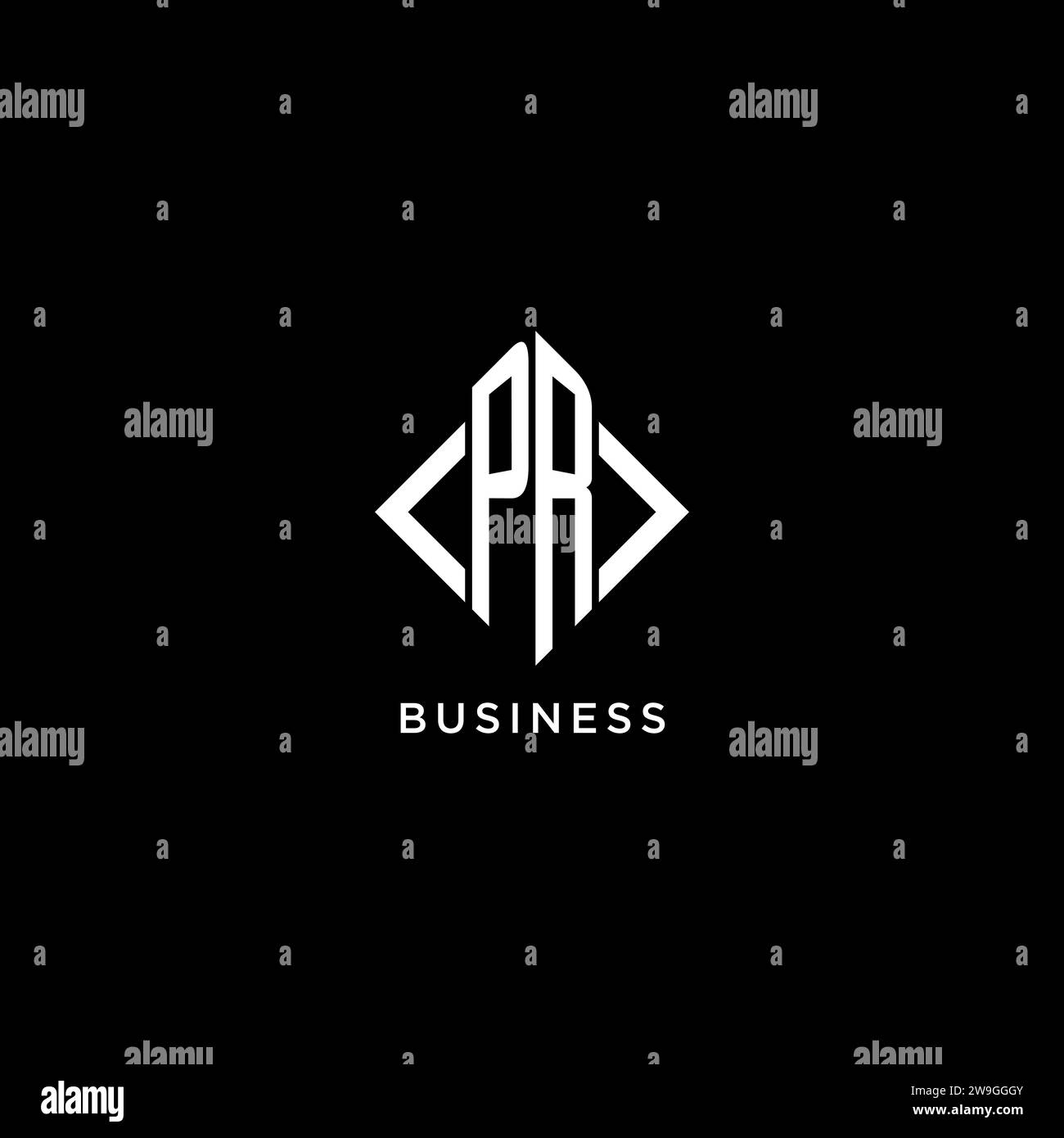 PR initial monogram with rhombus shape logo design ideas Stock Vector