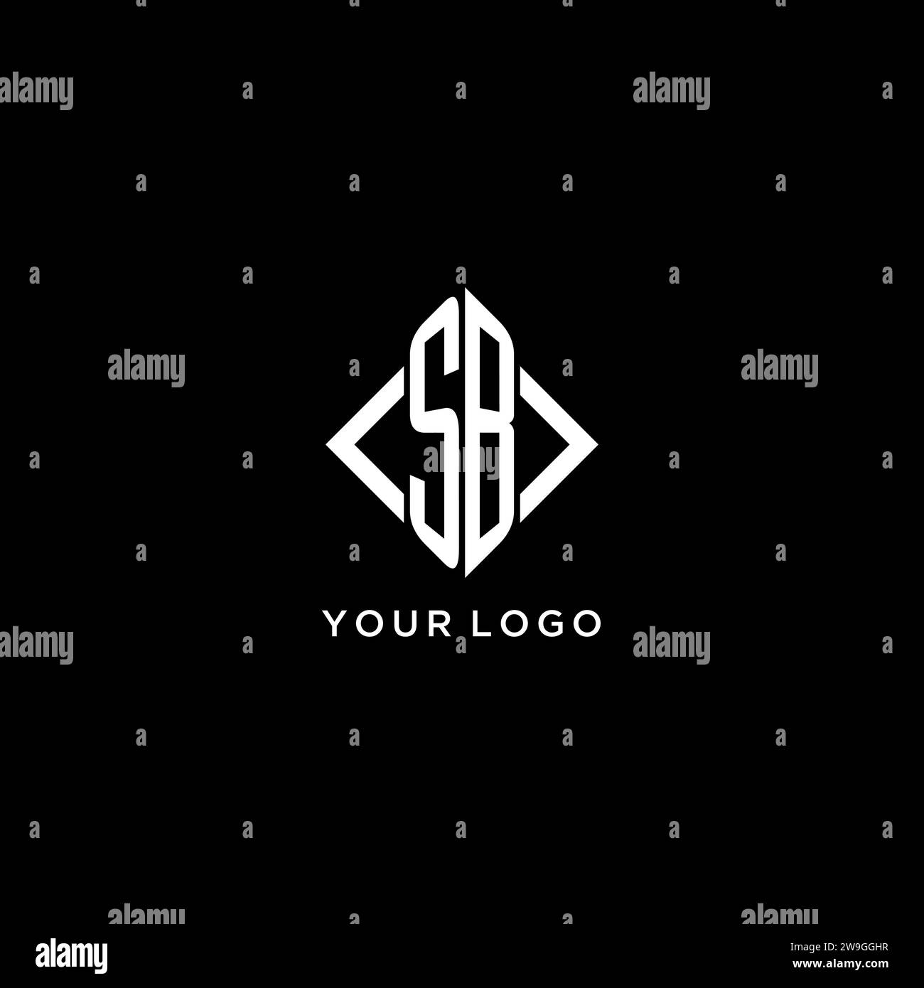 SB initial monogram with rhombus shape logo design ideas Stock Vector