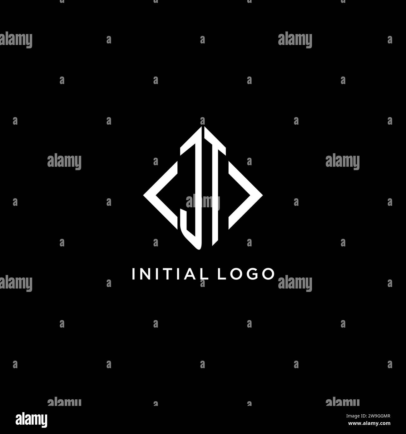 JT initial monogram with rhombus shape logo design ideas Stock Vector
