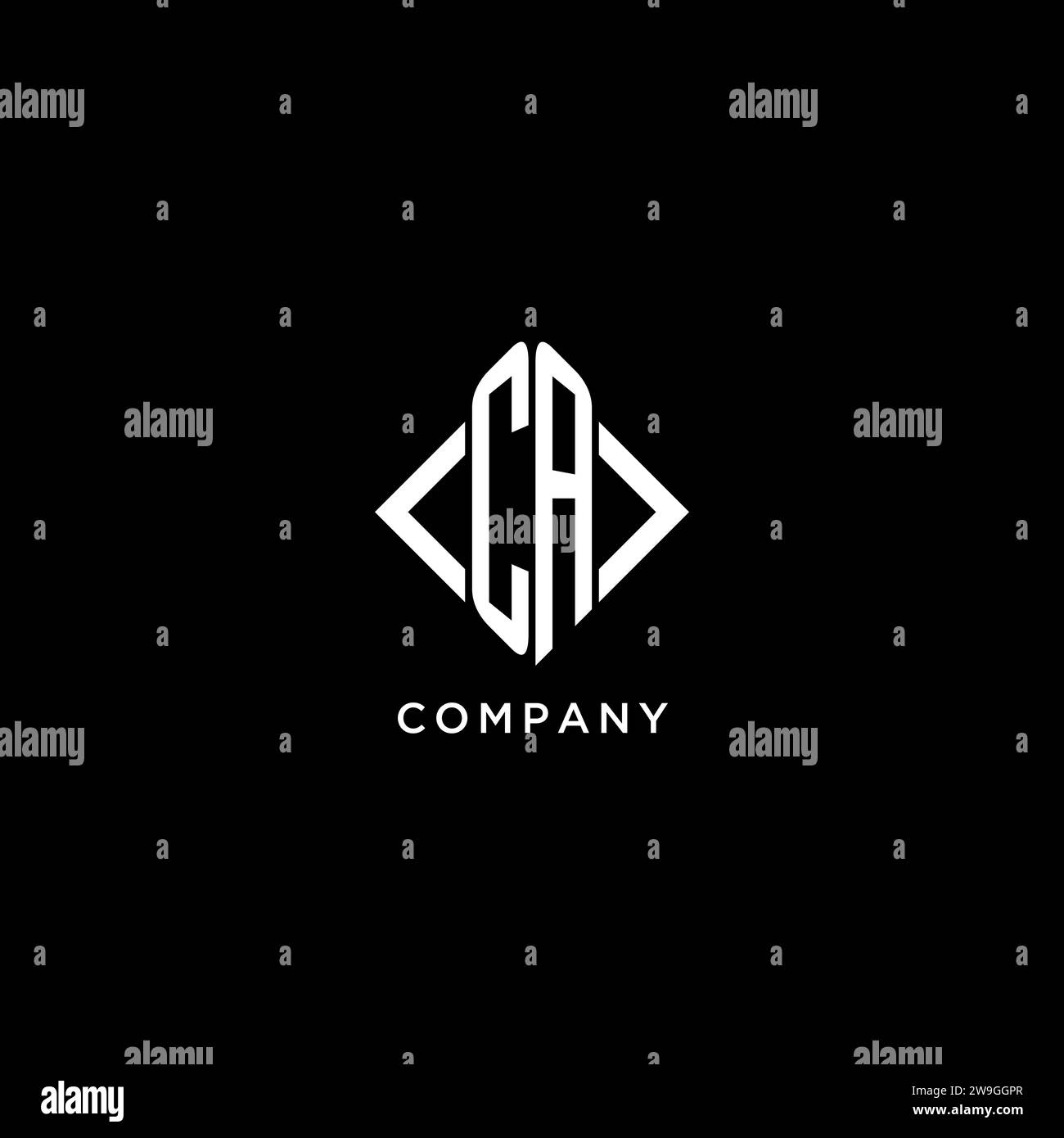 CA initial monogram with rhombus shape logo design ideas Stock Vector
