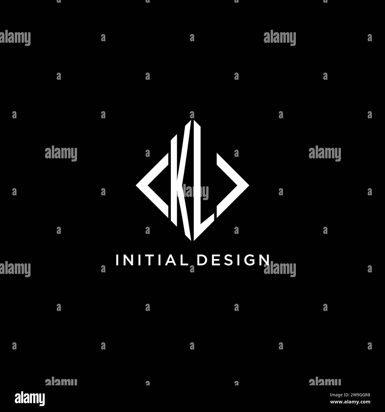 KL initial monogram with rhombus shape logo design ideas Stock Vector
