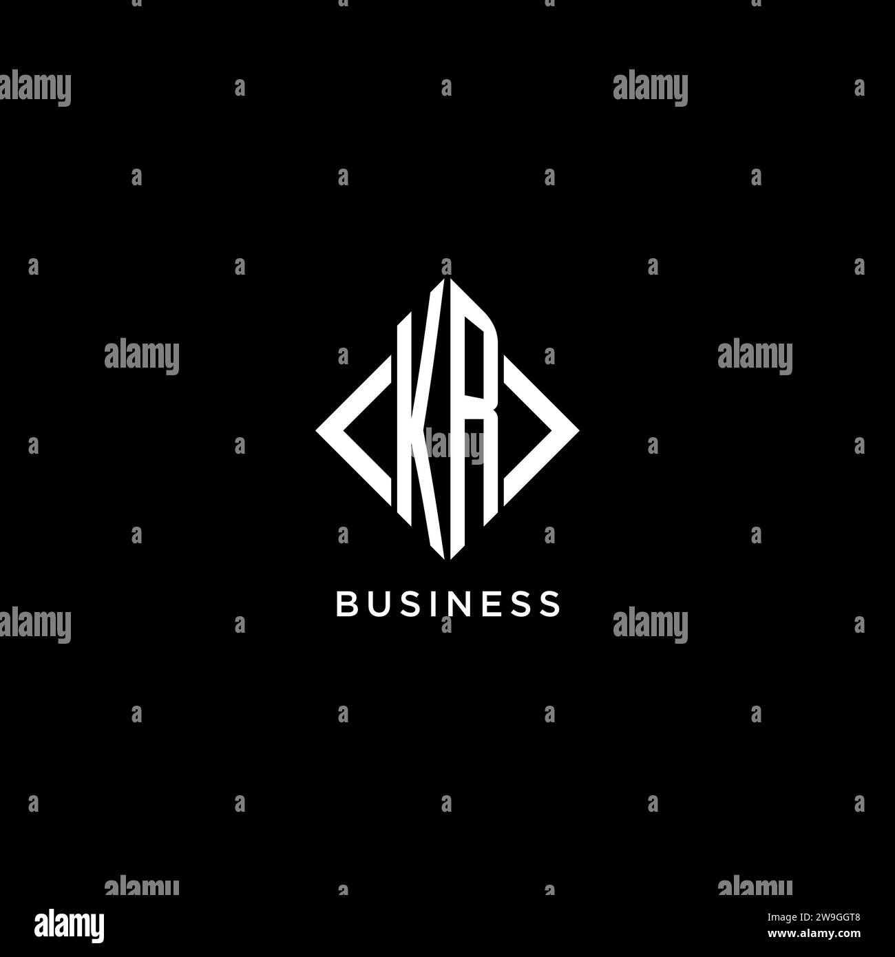 KR initial monogram with rhombus shape logo design ideas Stock Vector