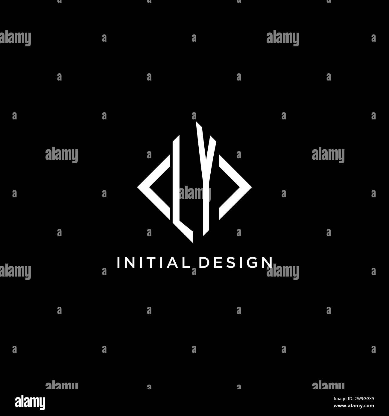 LY initial monogram with rhombus shape logo design ideas Stock Vector