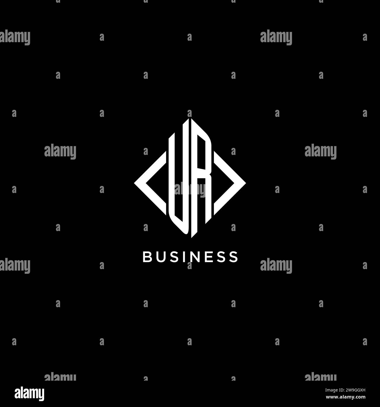 UR initial monogram with rhombus shape logo design ideas Stock Vector