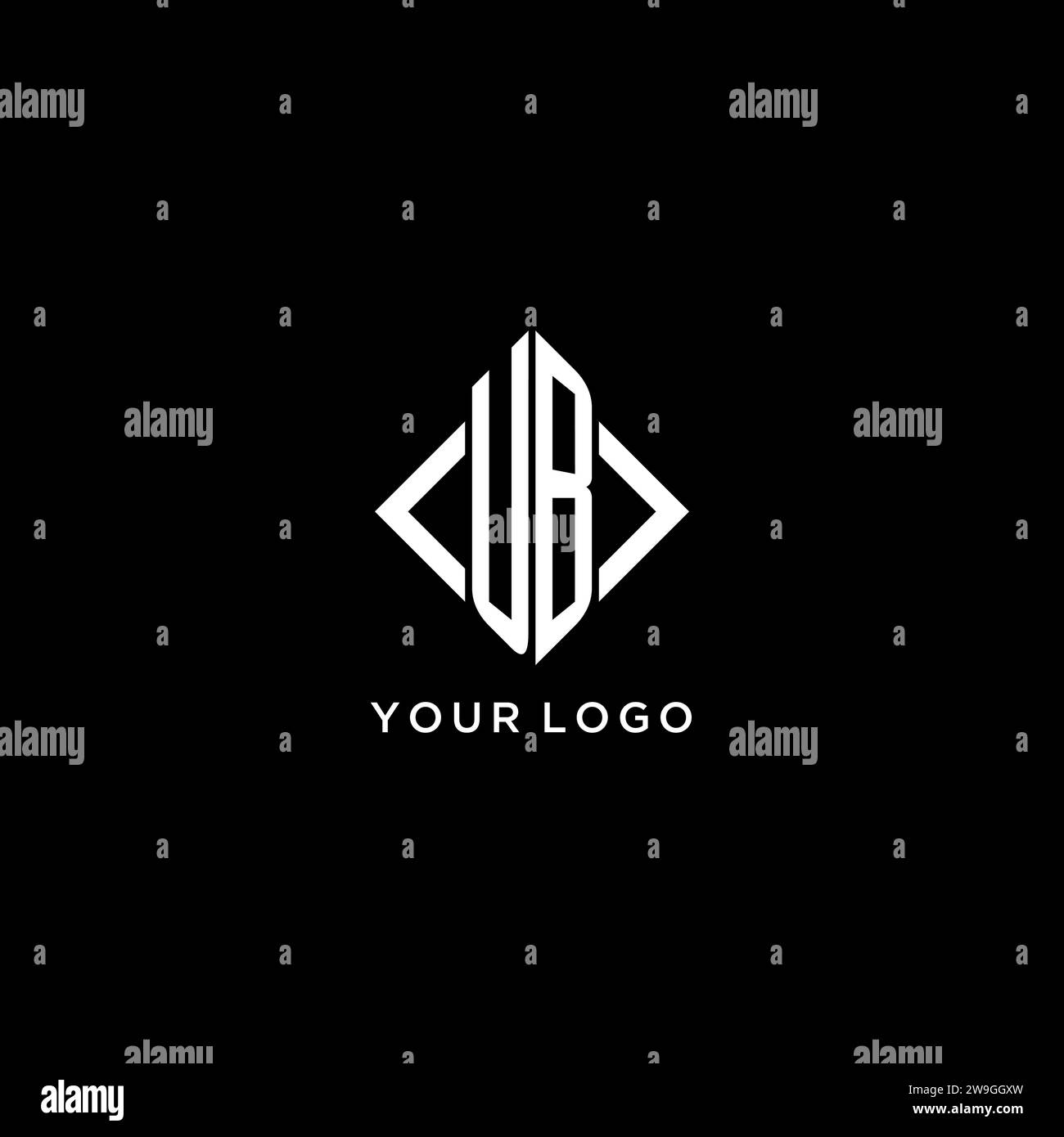UB initial monogram with rhombus shape logo design ideas Stock Vector