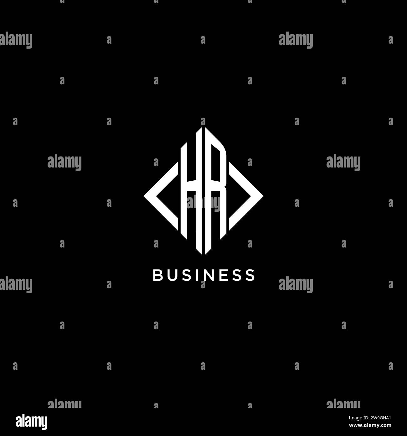 HR initial monogram with rhombus shape logo design ideas Stock Vector