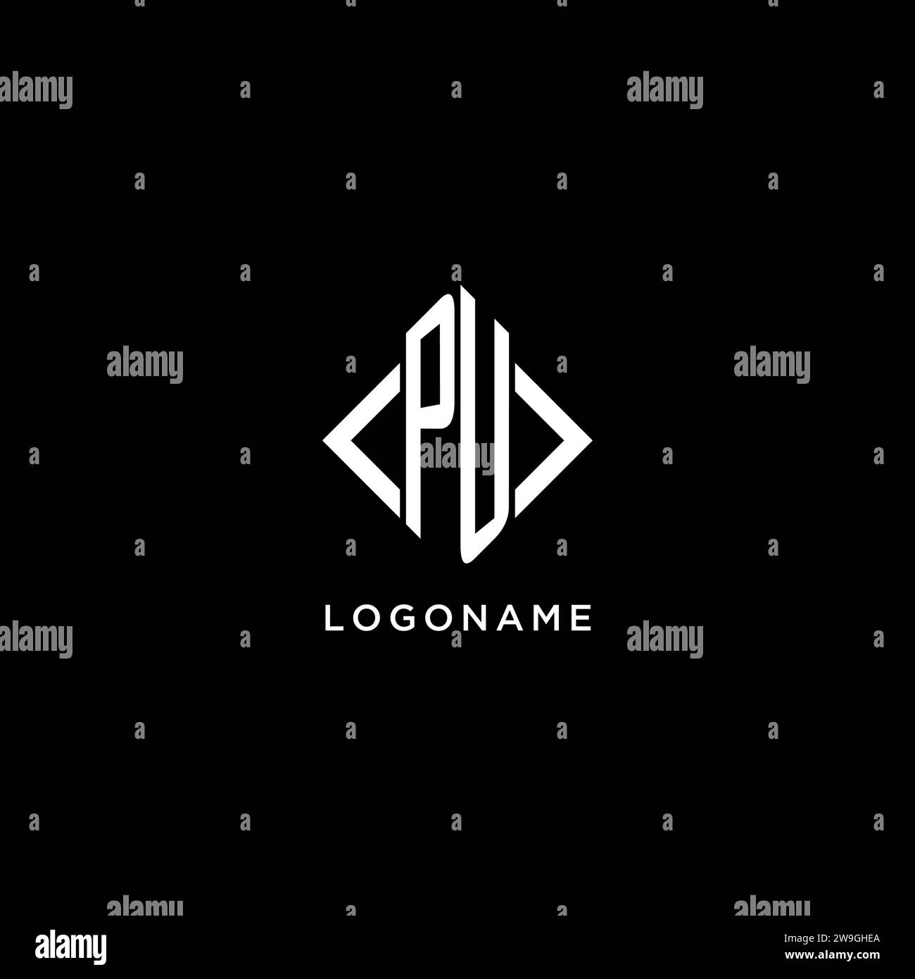 PU initial monogram with rhombus shape logo design ideas Stock Vector ...