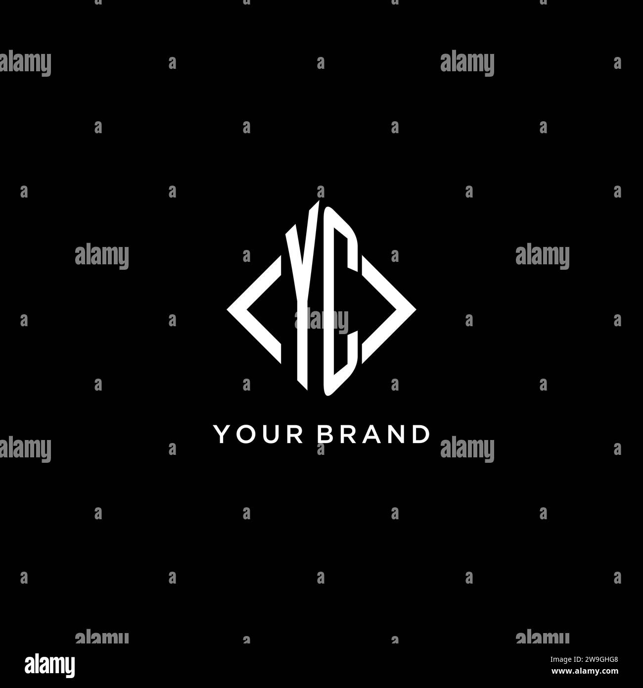 YC initial monogram with rhombus shape logo design ideas Stock Vector