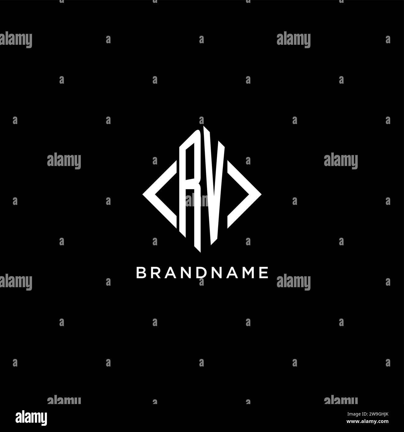 RV initial monogram with rhombus shape logo design ideas Stock Vector ...