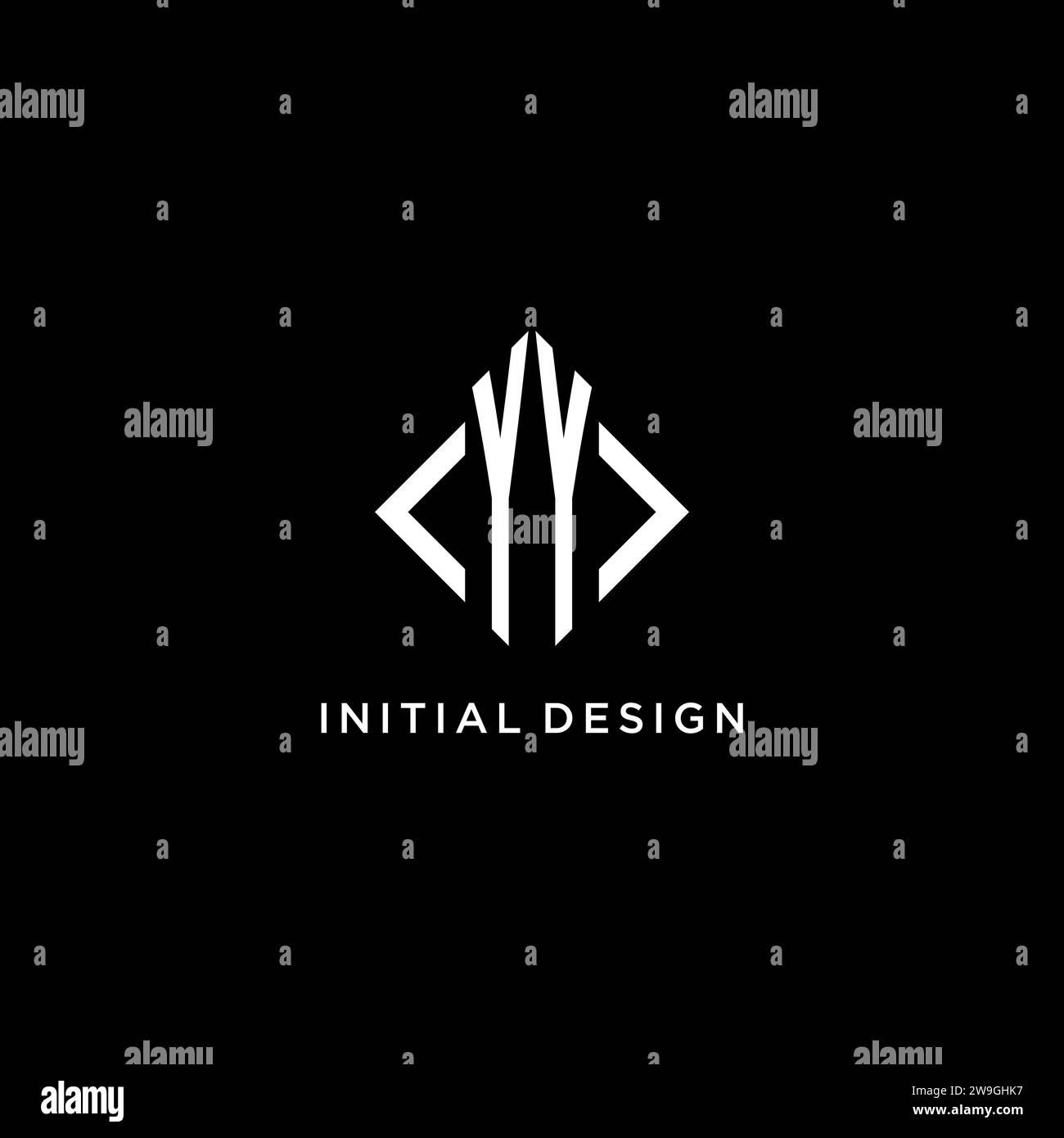 YY initial monogram with rhombus shape logo design ideas Stock Vector