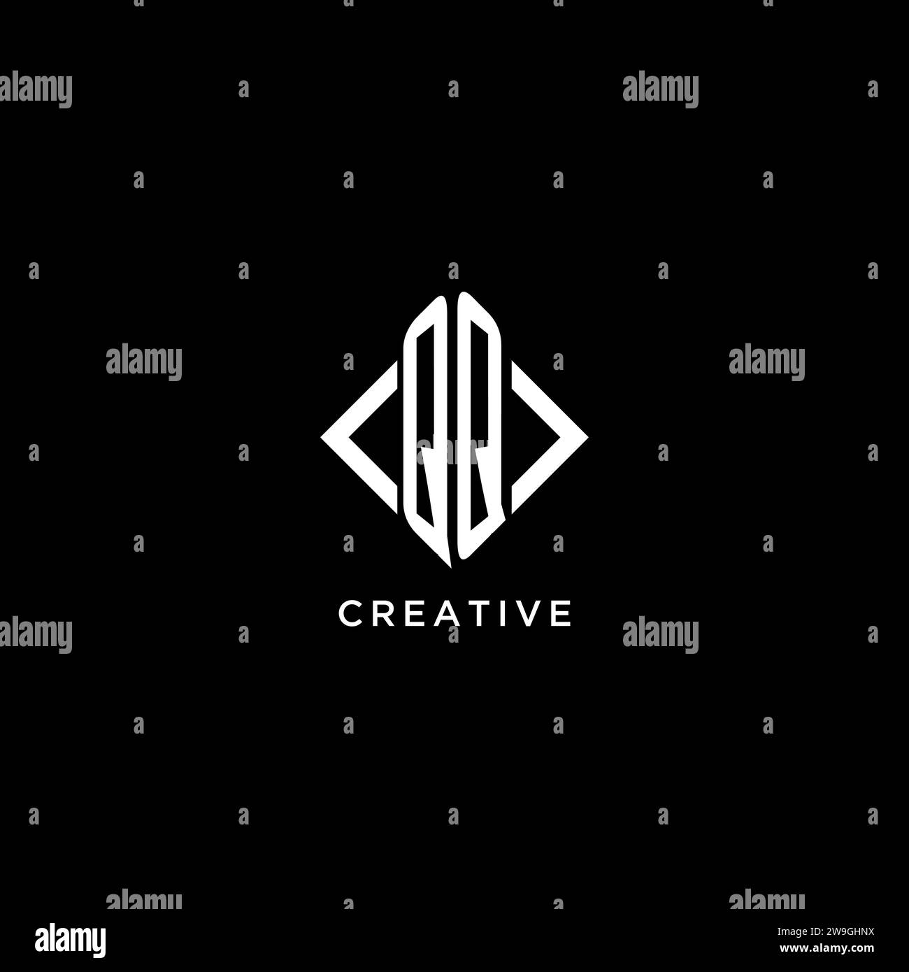 QQ initial monogram with rhombus shape logo design ideas Stock Vector