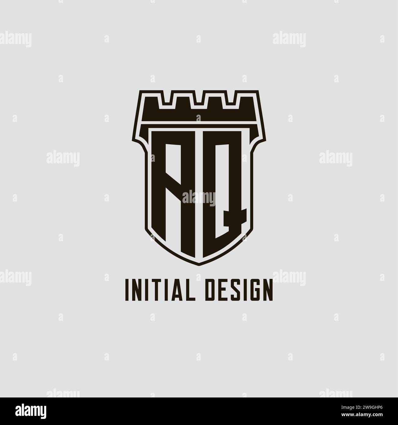 Monogram AQ with shield fortress logo design style vector graphic Stock ...