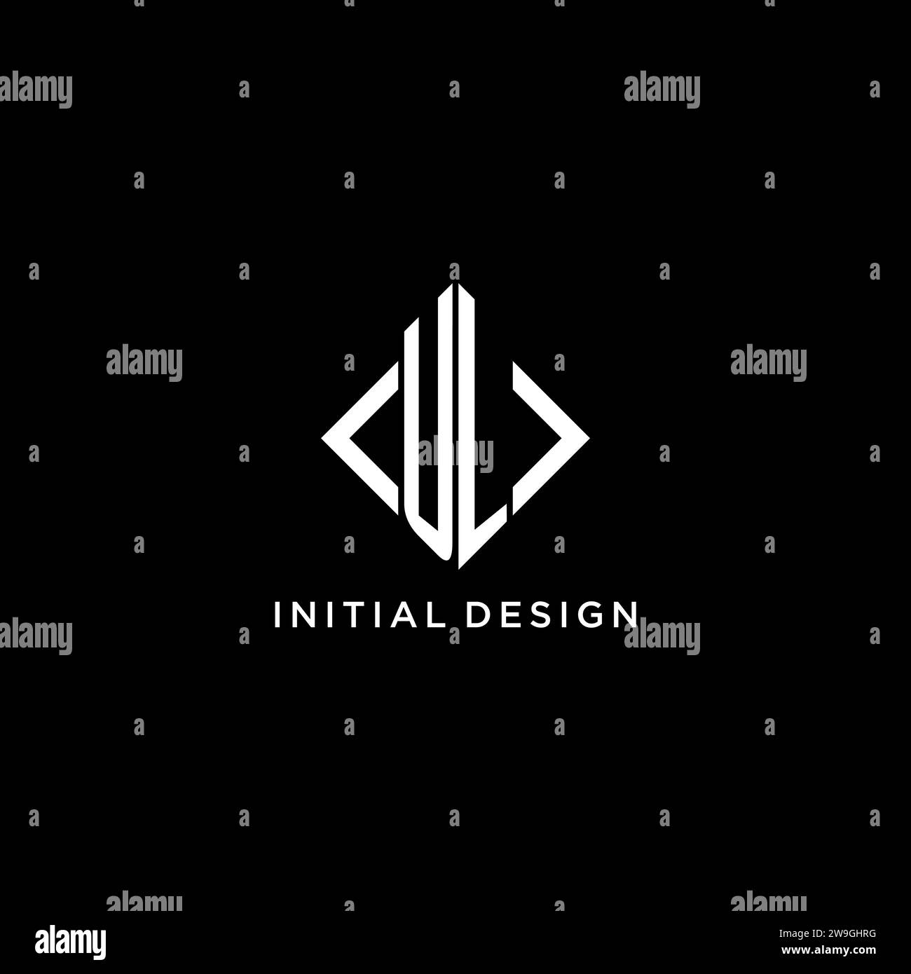 UL initial monogram with rhombus shape logo design ideas Stock Vector