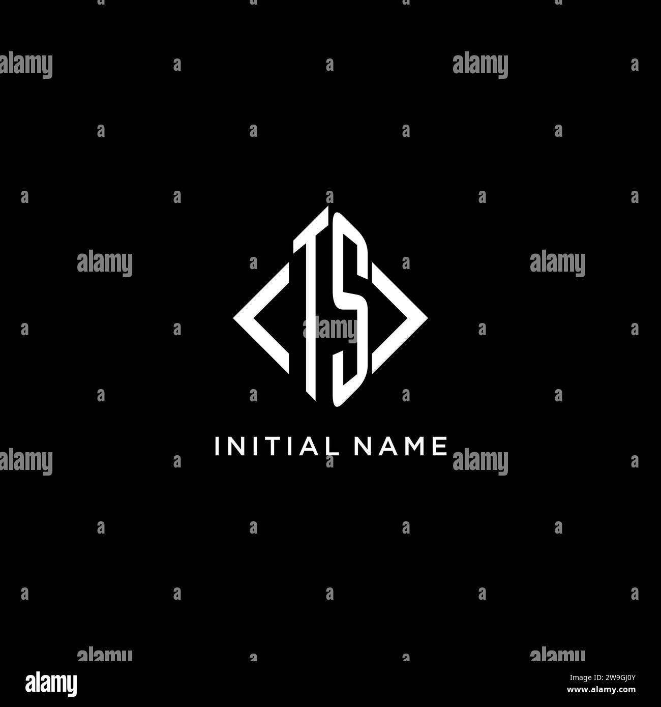 TS initial monogram with rhombus shape logo design ideas Stock Vector
