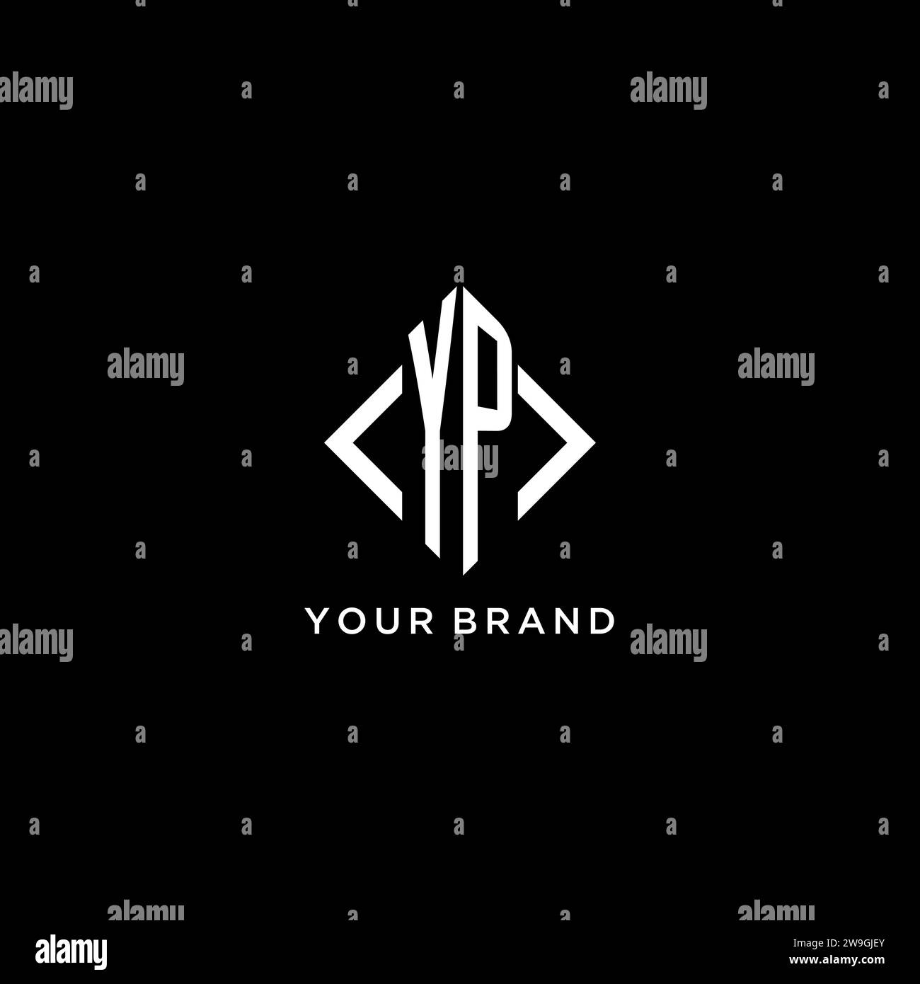 YP initial monogram with rhombus shape logo design ideas Stock Vector