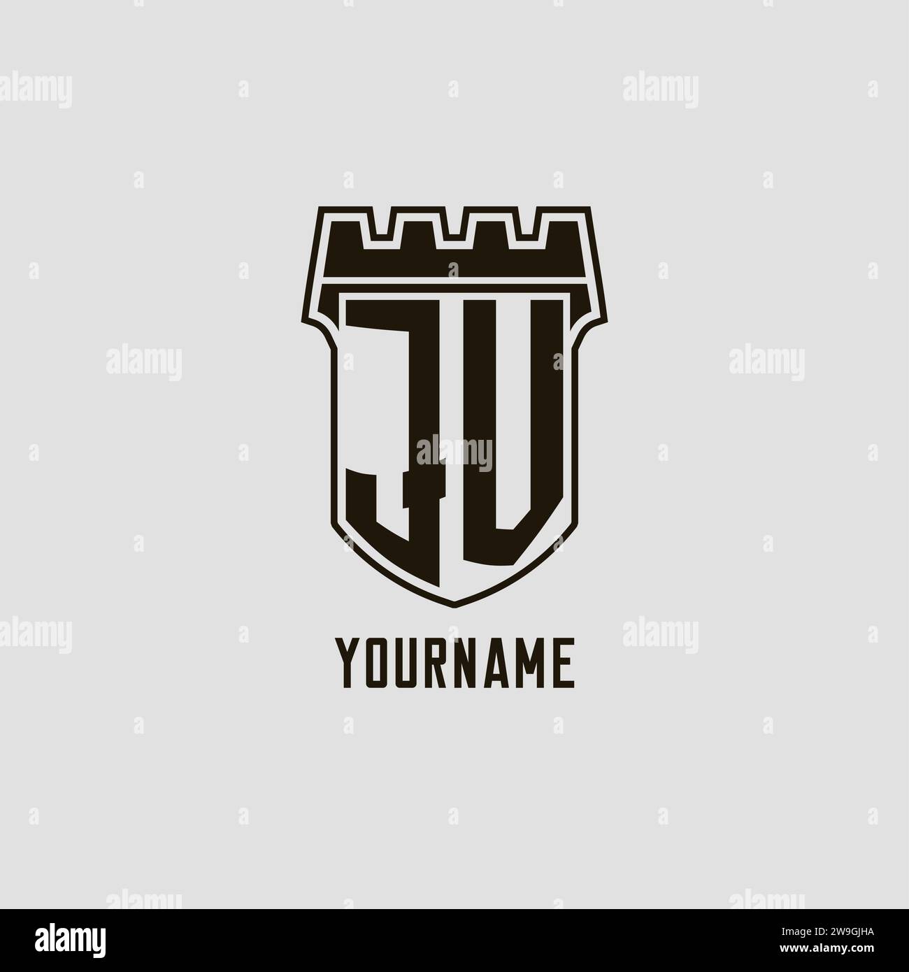 Monogram JV with shield fortress logo design style vector graphic Stock ...