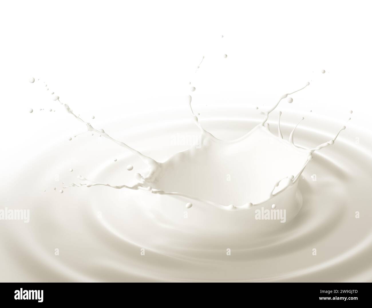 Close up of a beautiful milk splash with graceful crown over white ...