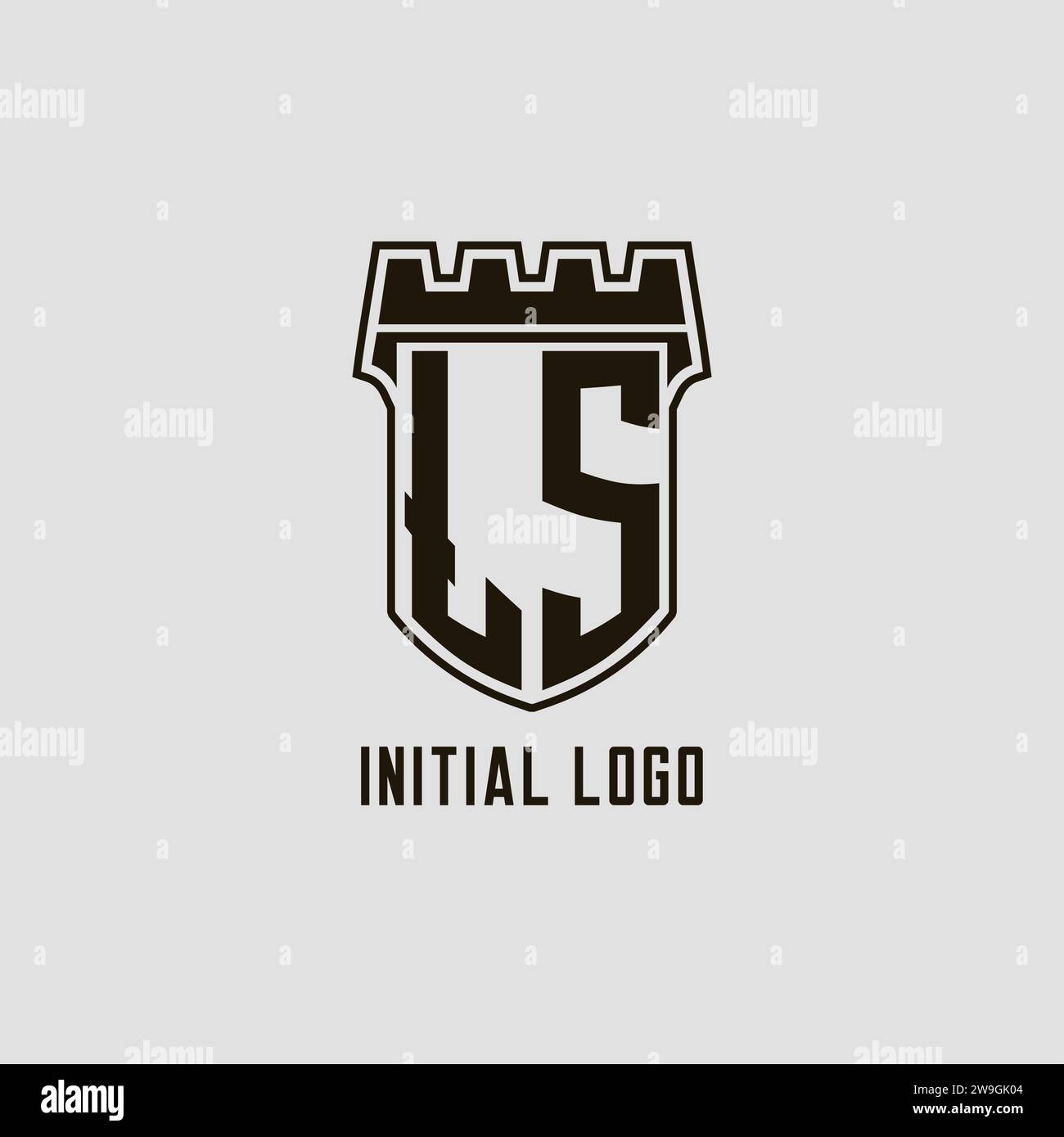 Monogram LS with shield fortress logo design style vector graphic Stock ...