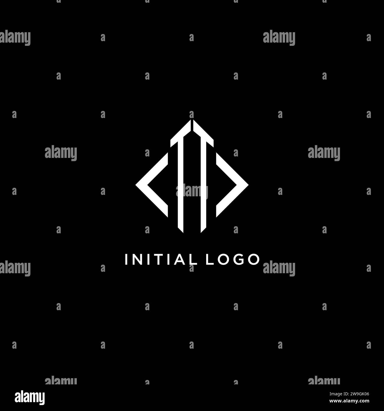 TT initial monogram with rhombus shape logo design ideas Stock Vector