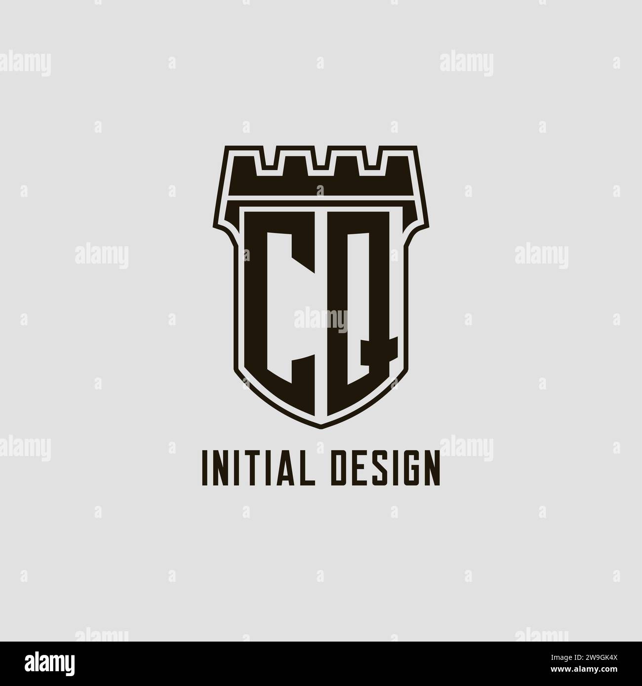 Monogram CQ with shield fortress logo design style vector graphic Stock ...