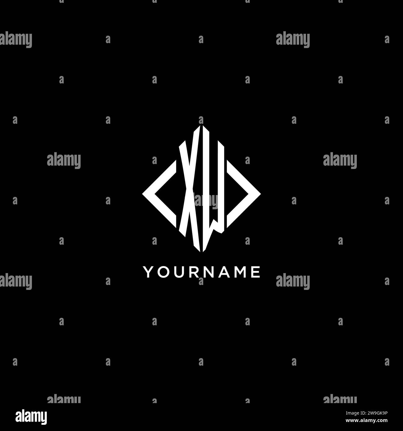 XW initial monogram with rhombus shape logo design ideas Stock Vector