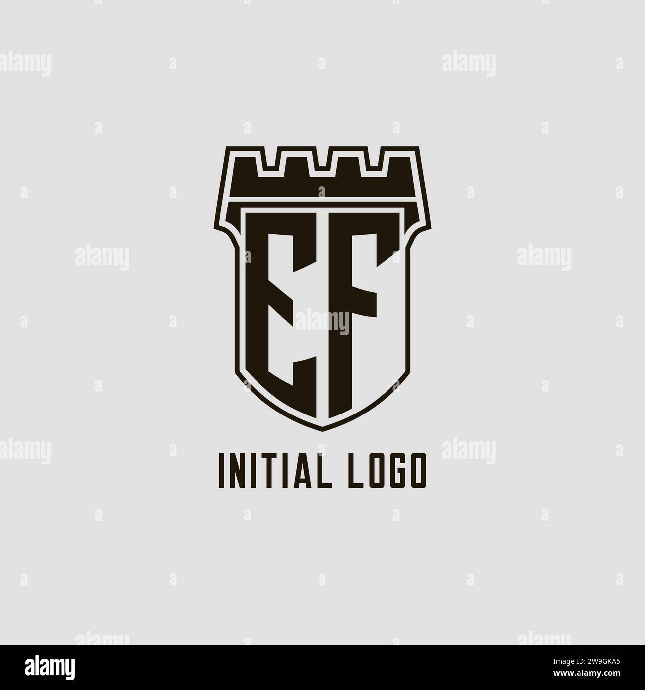 Monogram EF with shield fortress logo design style vector graphic Stock ...