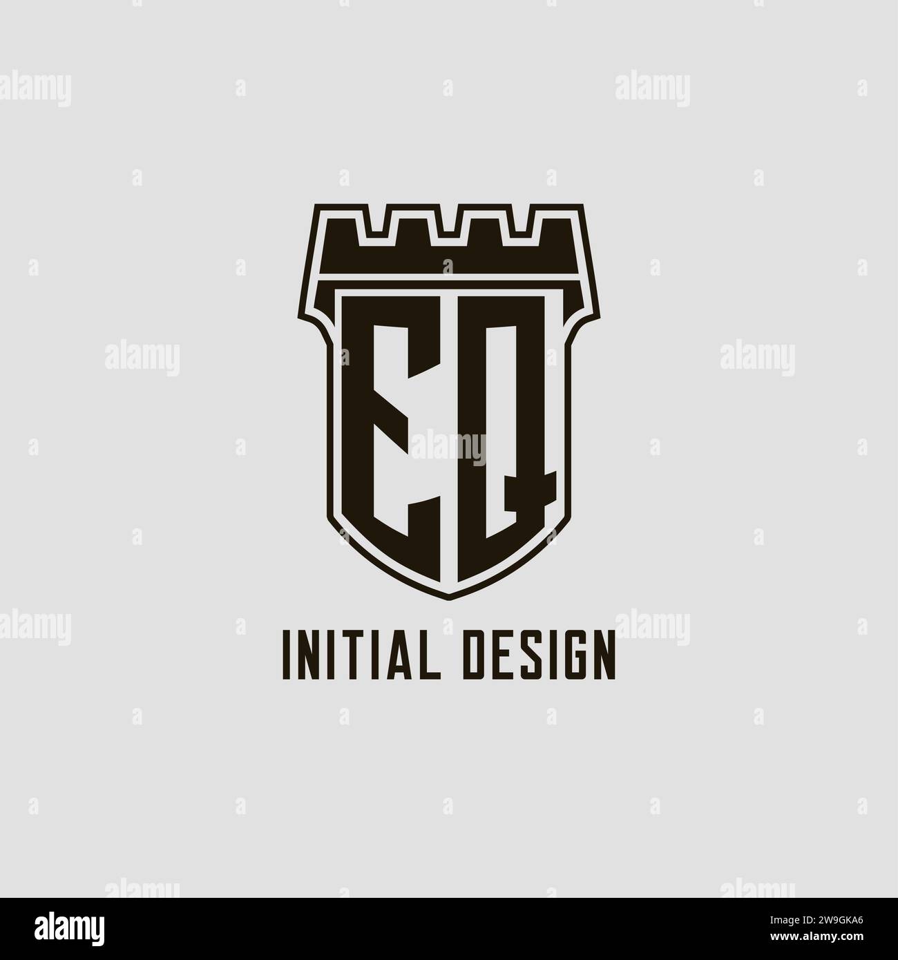 Monogram EQ with shield fortress logo design style vector graphic Stock ...