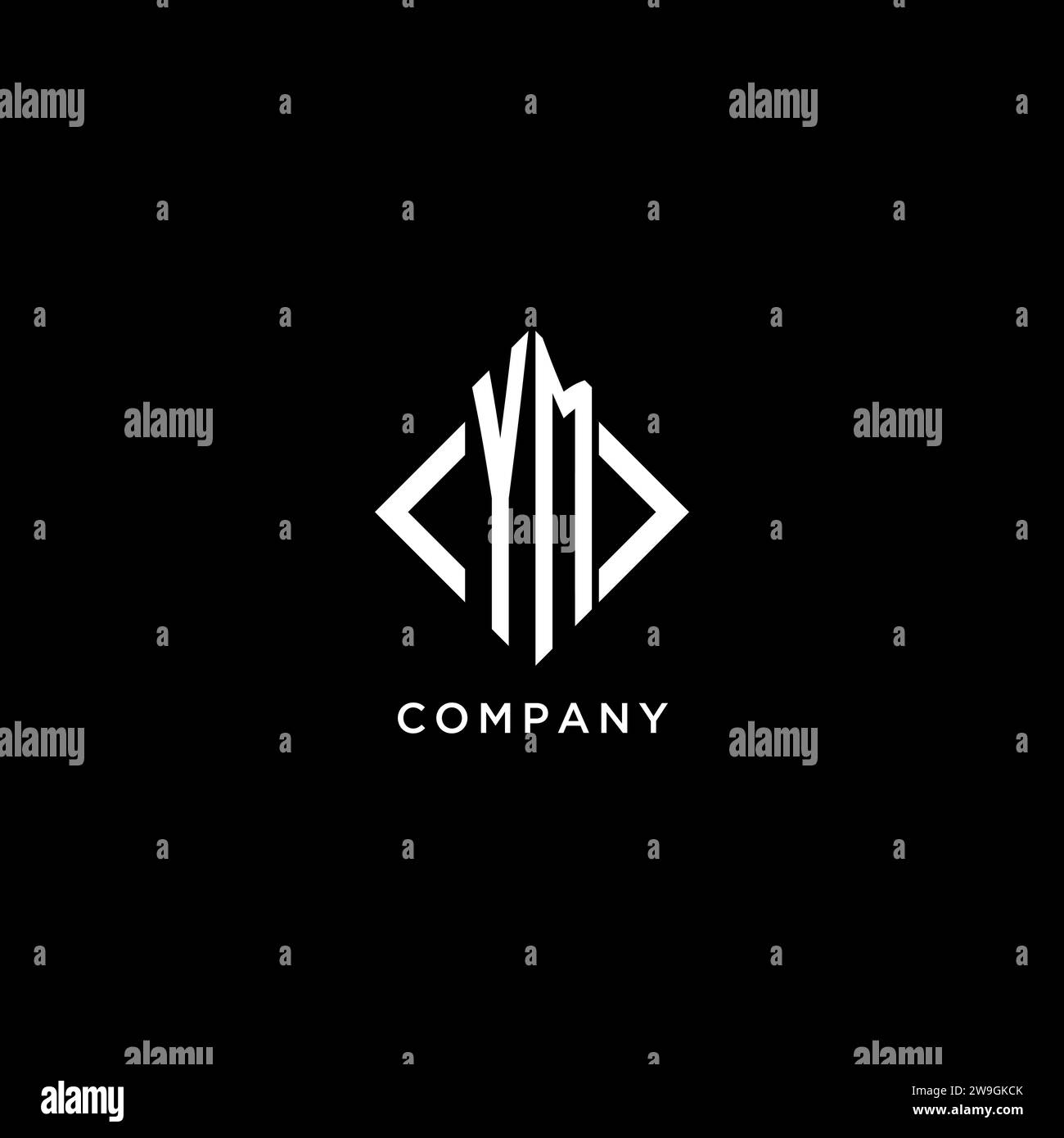 YM initial monogram with rhombus shape logo design ideas Stock Vector