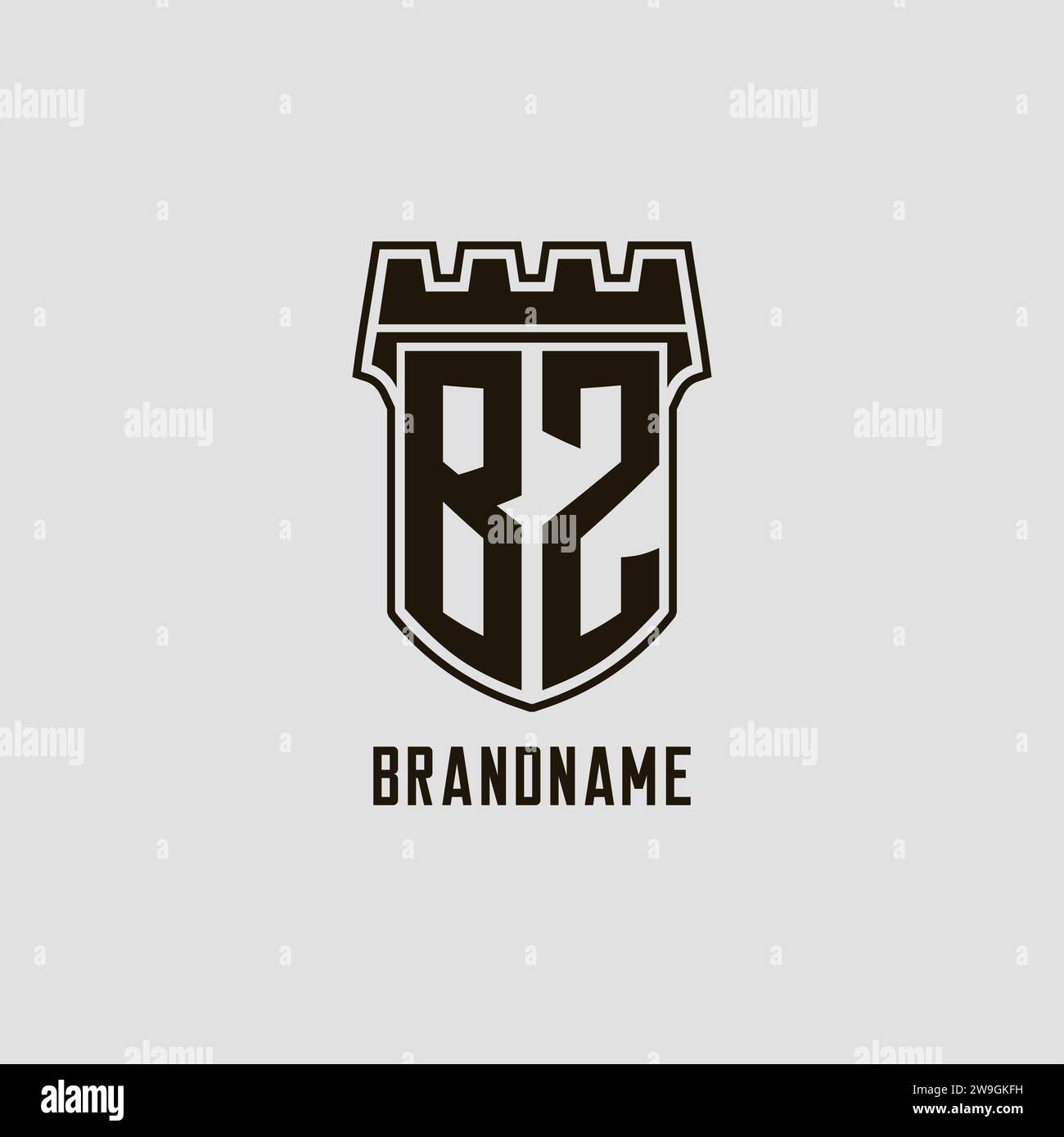 Monogram BZ with shield fortress logo design style vector graphic Stock ...
