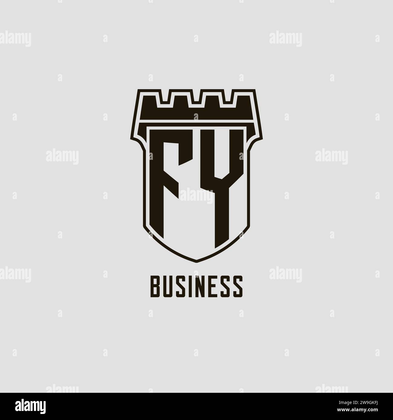 Monogram FY with shield fortress logo design style vector graphic Stock ...