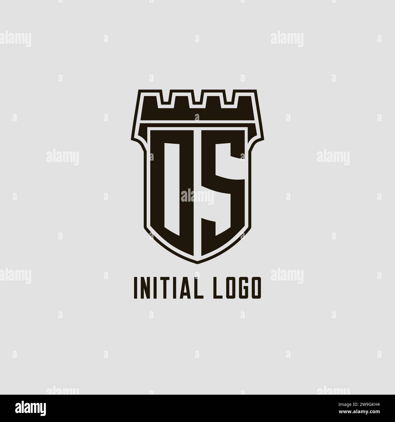 Monogram OS with shield fortress logo design style vector graphic Stock ...
