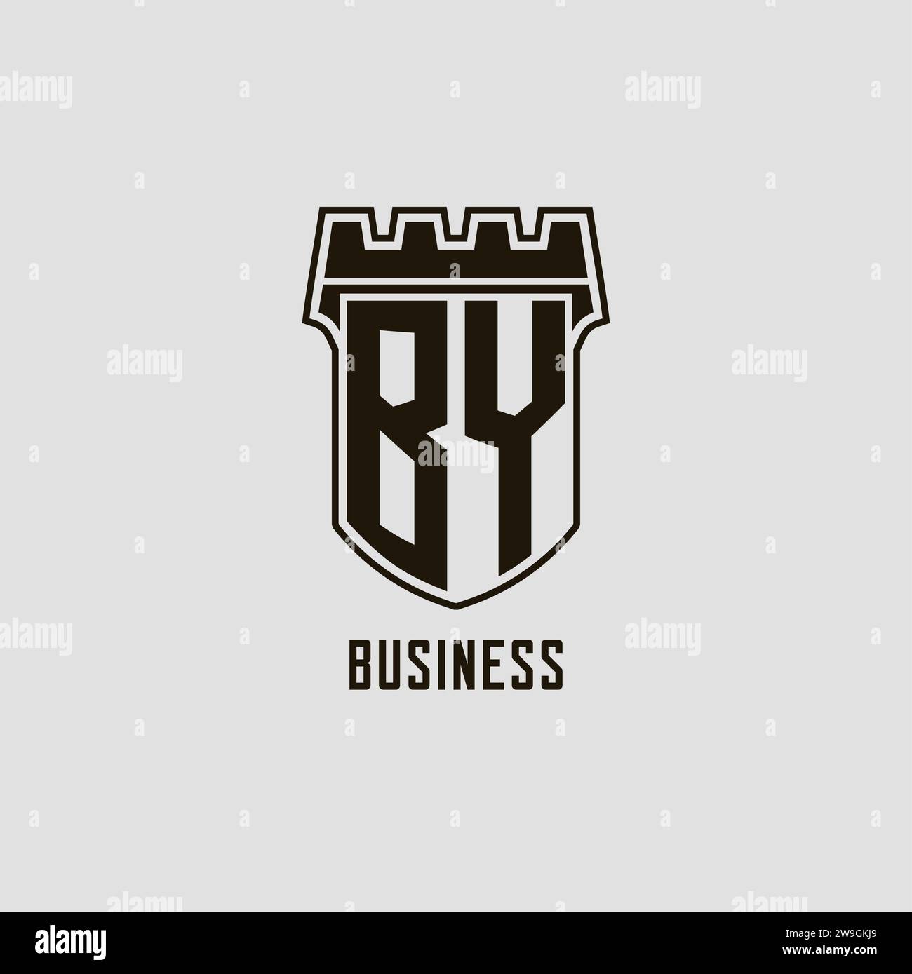 Monogram BY with shield fortress logo design style vector graphic Stock ...