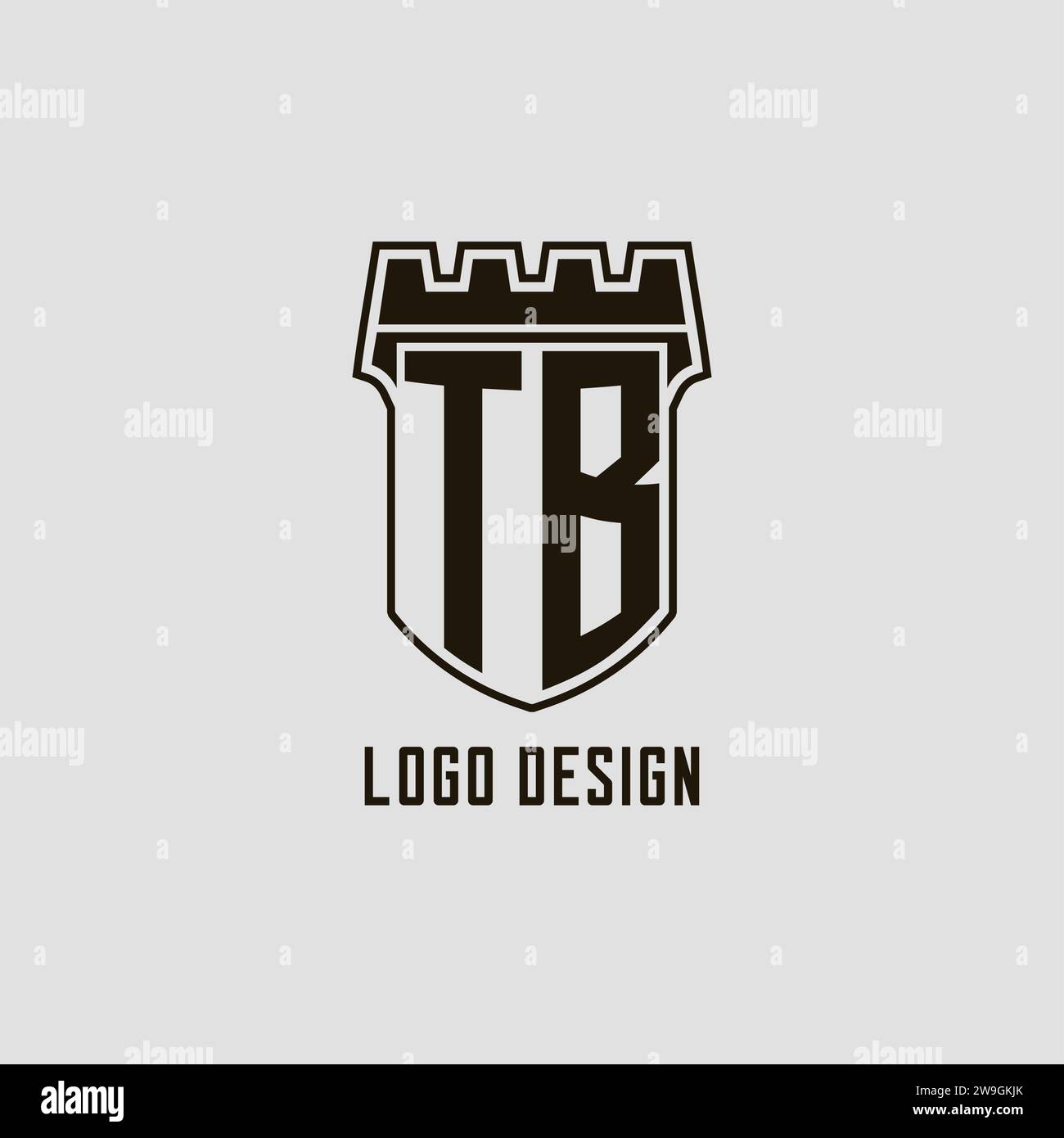 Monogram TB with shield fortress logo design style vector graphic Stock ...