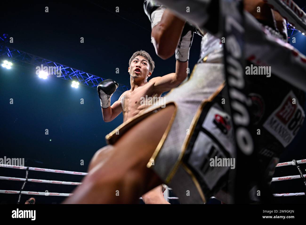 WBC and WBO super bantamweight champion Naoya Inoue (L) of Japan and ...