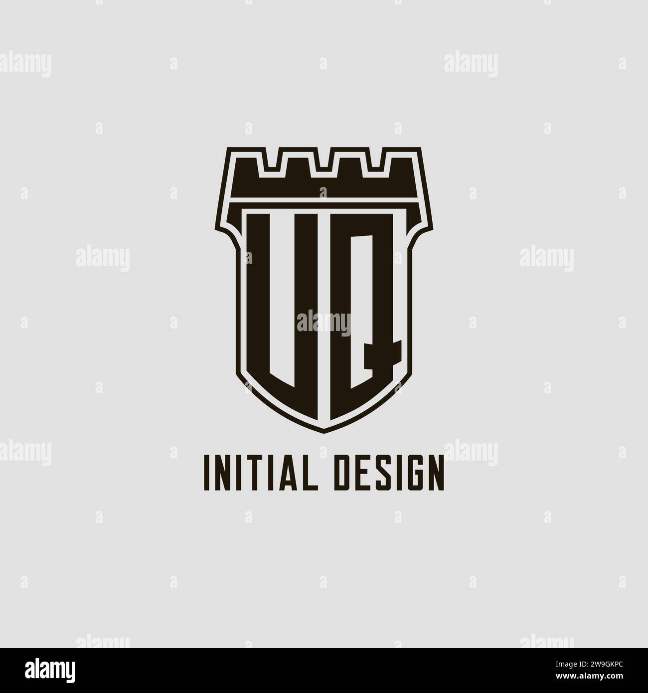 Monogram UQ with shield fortress logo design style vector graphic Stock ...
