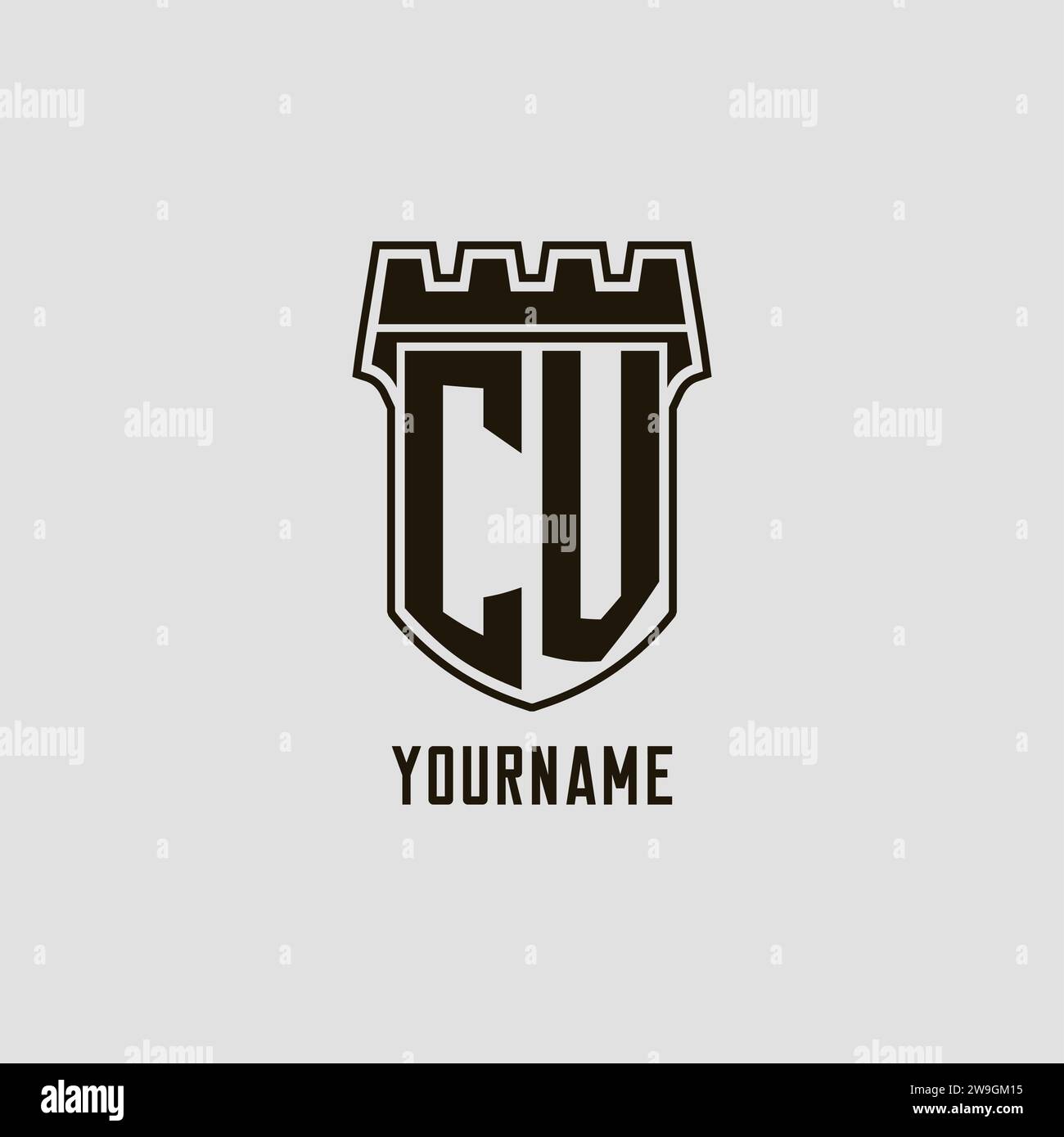 Monogram CV with shield fortress logo design style vector graphic Stock ...