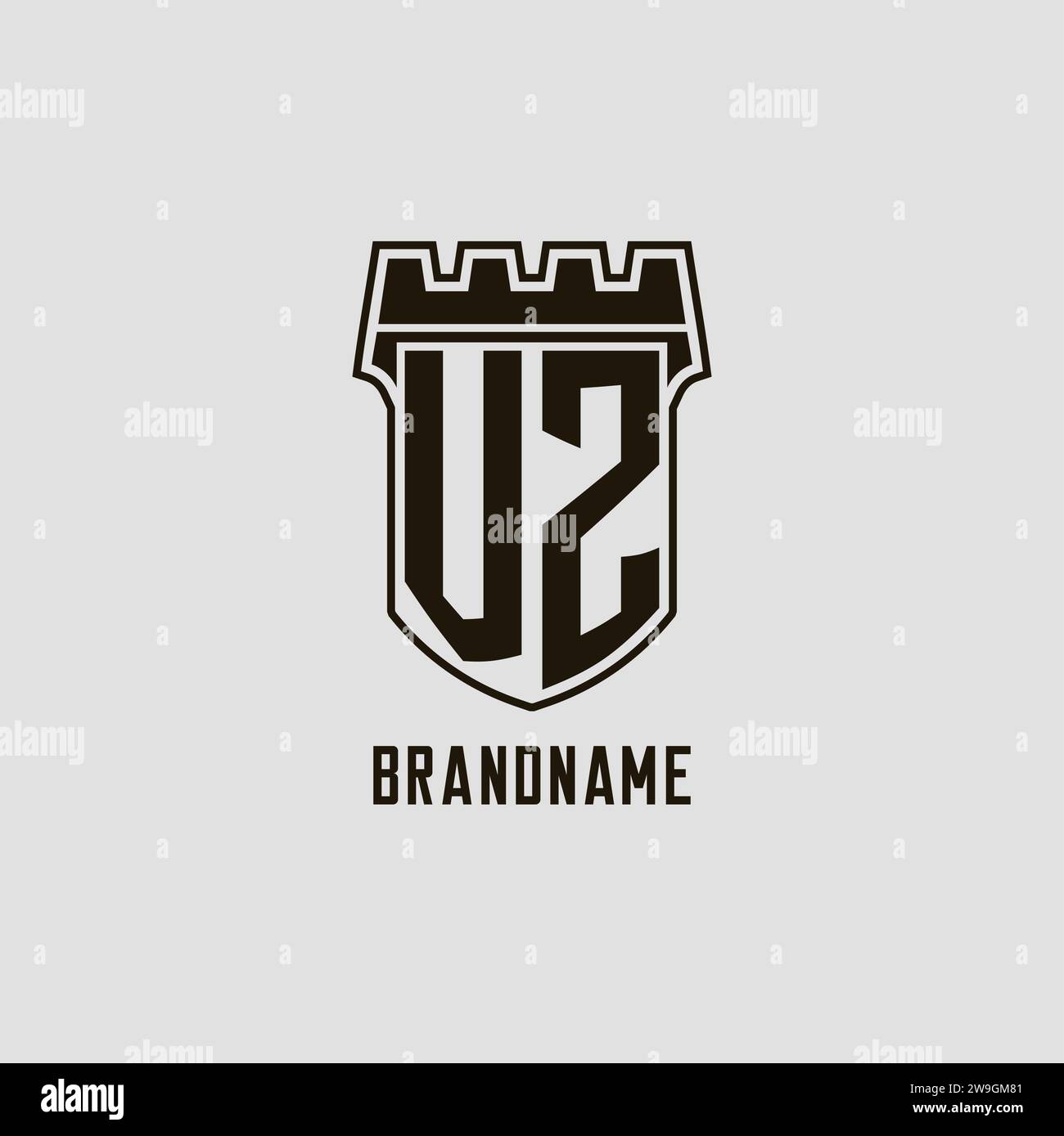 Monogram VZ with shield fortress logo design style vector graphic Stock ...
