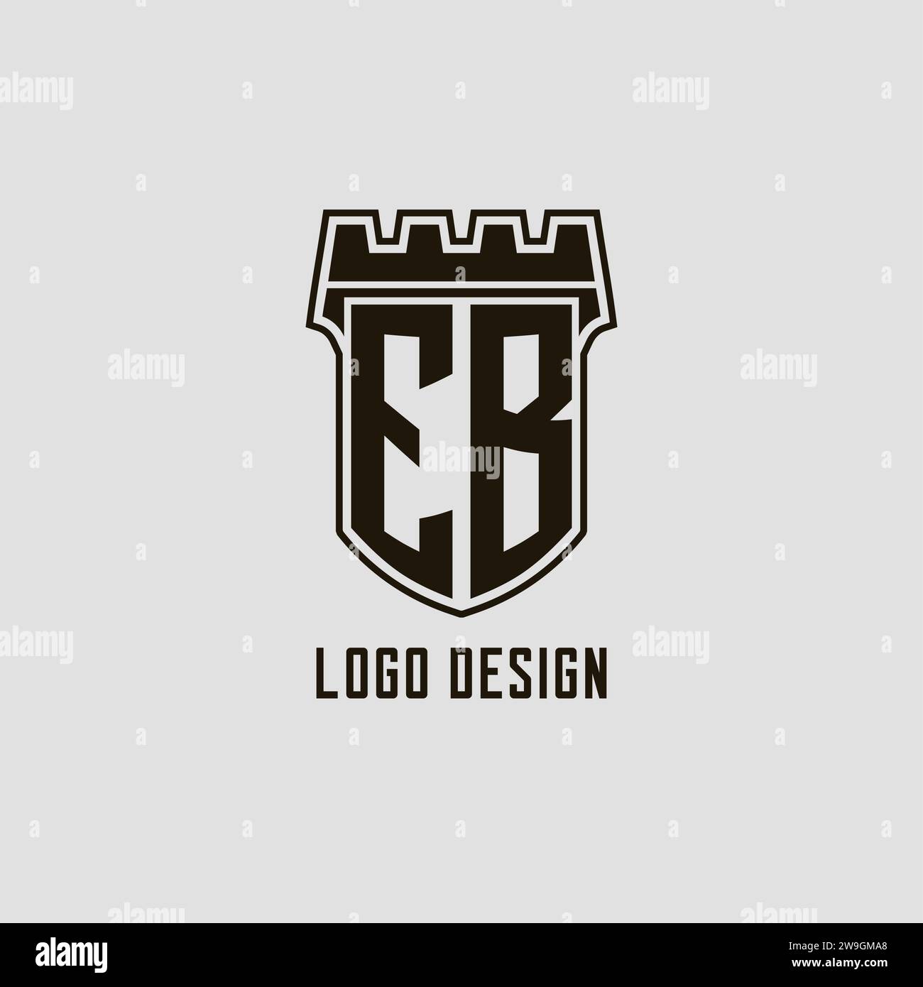 Monogram EB with shield fortress logo design style vector graphic Stock ...