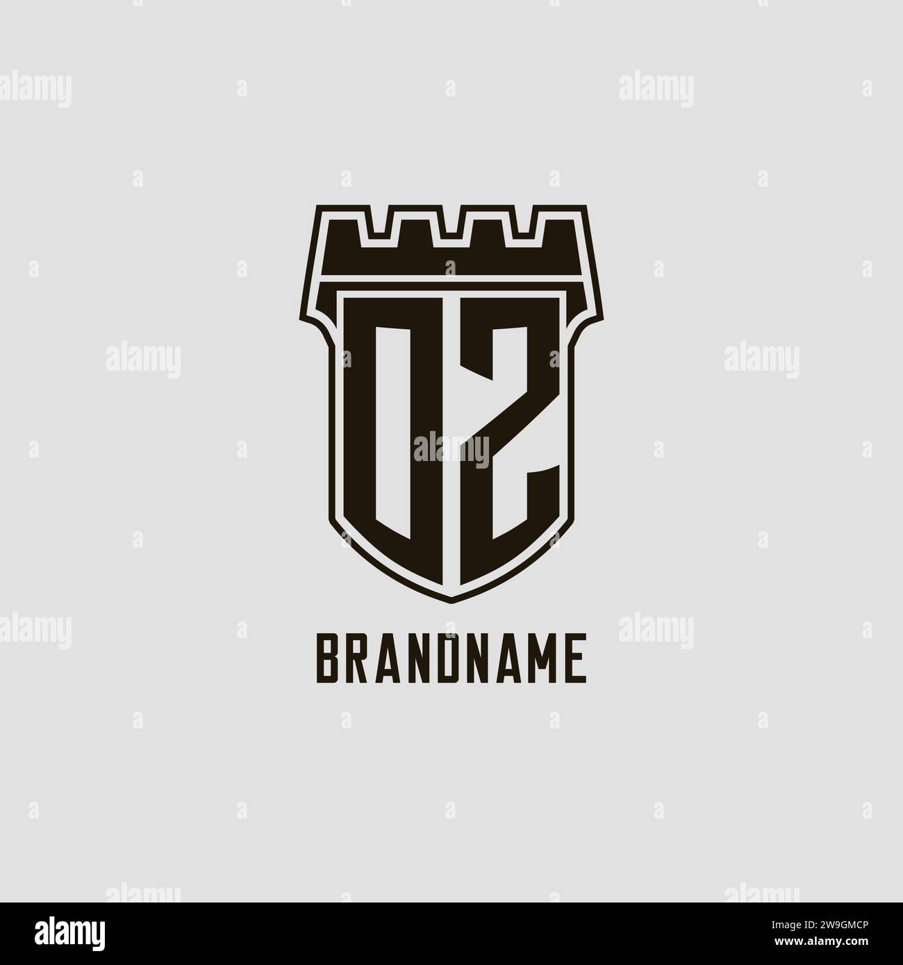 Monogram OZ with shield fortress logo design style vector graphic Stock ...