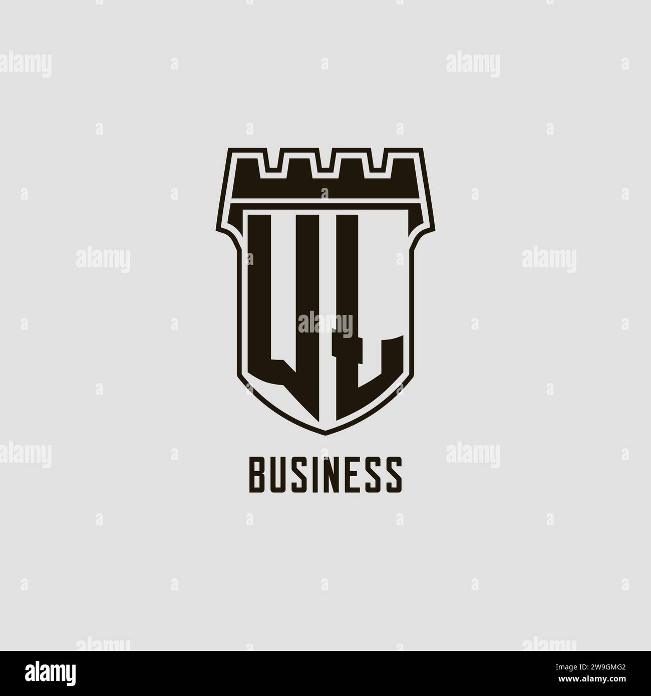 Monogram WL with shield fortress logo design style vector graphic Stock ...