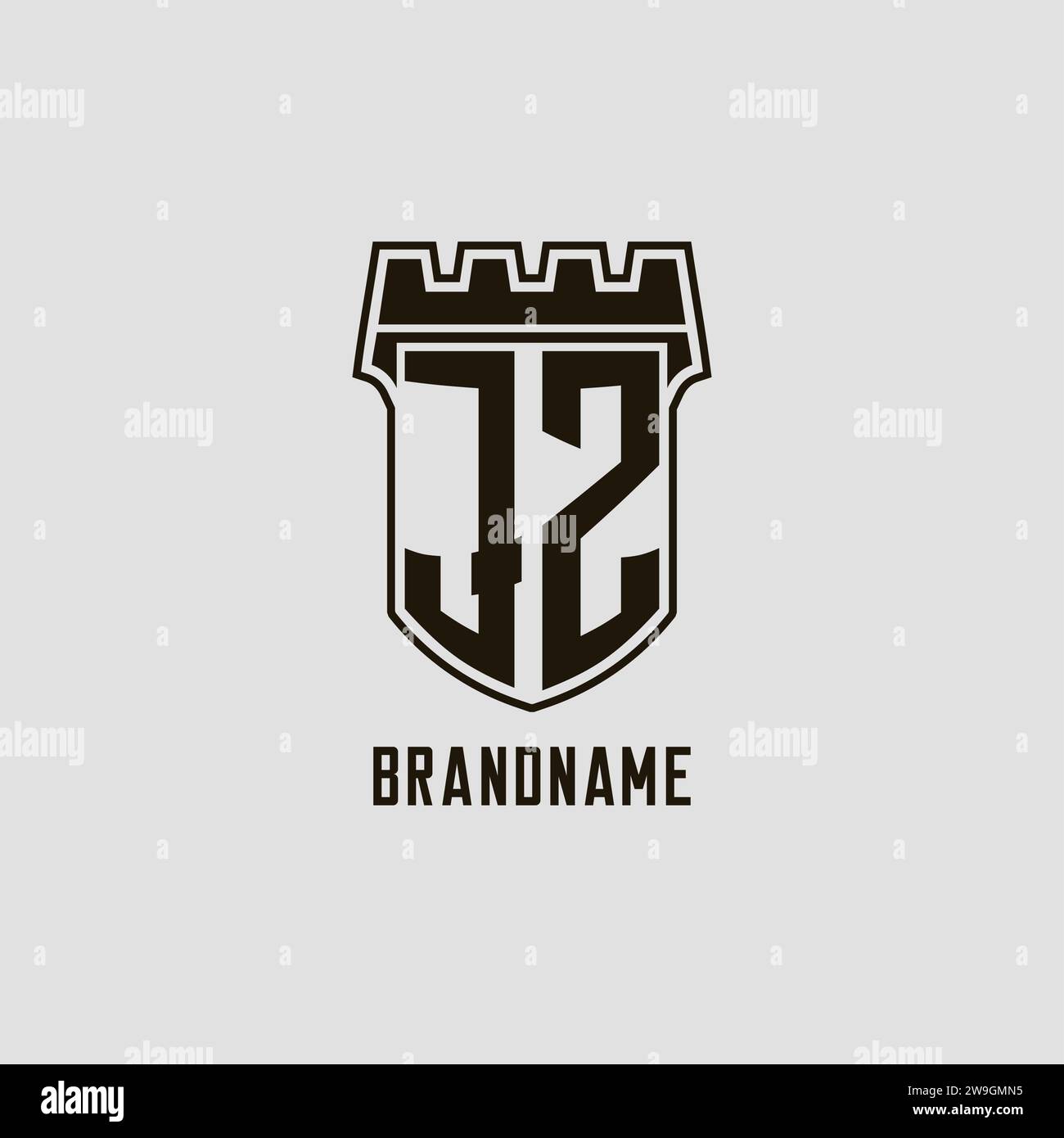 Monogram JZ with shield fortress logo design style vector graphic Stock ...