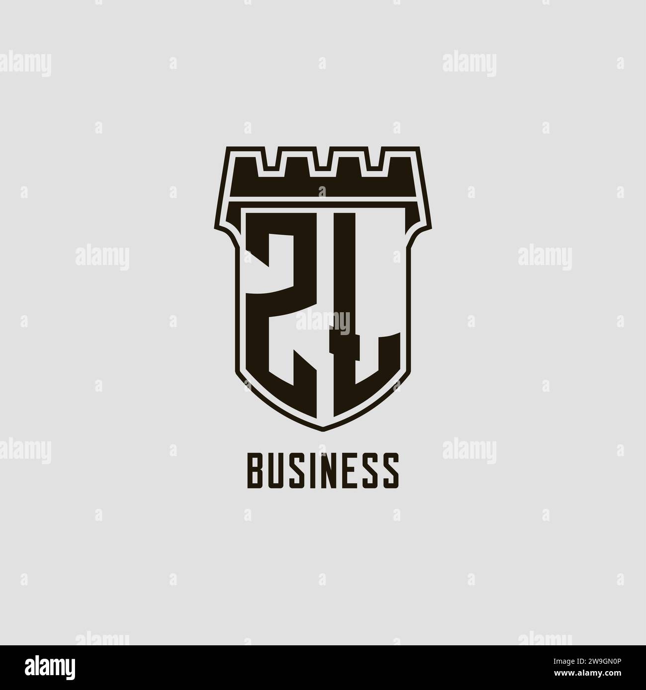 Monogram ZL with shield fortress logo design style vector graphic Stock ...