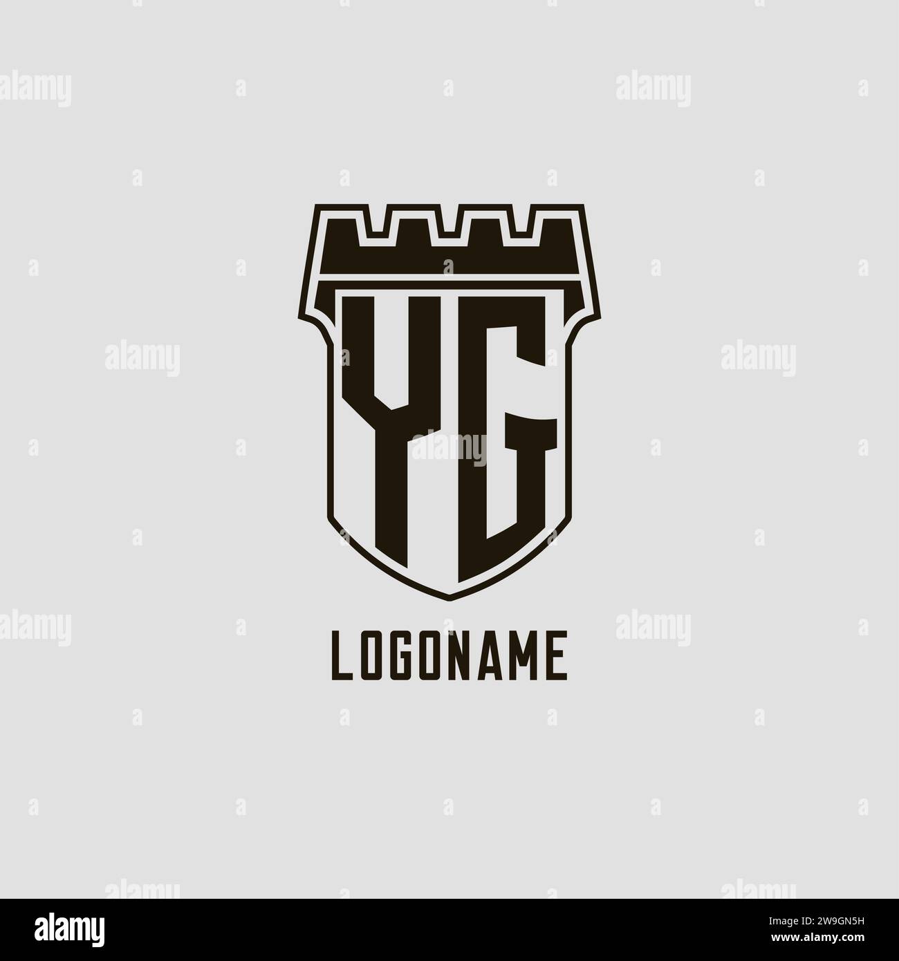 Monogram YG with shield fortress logo design style vector graphic Stock ...