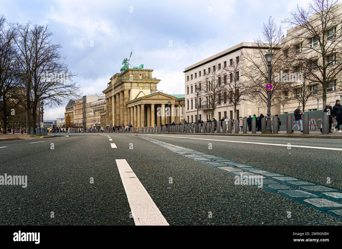Empty Street At The Brandenburg Gate, Berlin, Germany Stock Photo - Alamy